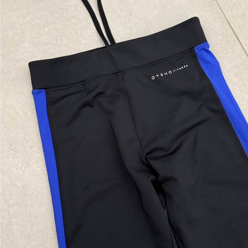 Oysho fitness XS Black and Blue Athletic Bottoms leggings adjustable waistband